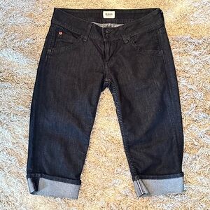 🔵 Hudson Made in USA Black Denim Capri Shirt Jeans Pants